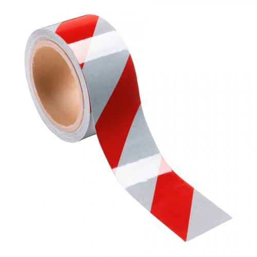 Fita Sinaliza��o Autoadesiva Refletora Branco/Vermelha image